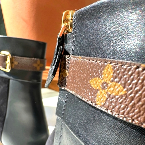 SOLD!NWT Louis Vuitton Silhouette Monogram andBlack Suede Ankle Boots - Picture 7 of 11